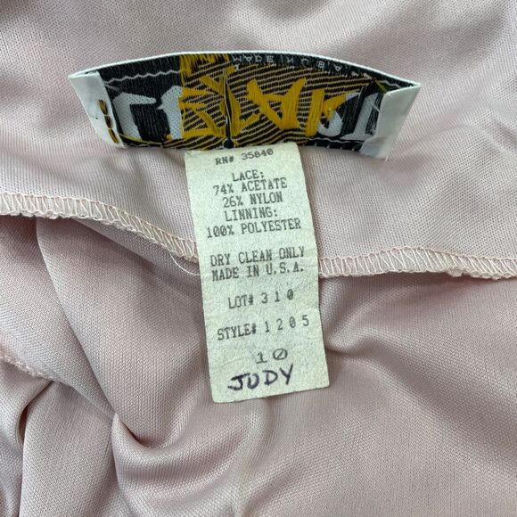 Le Art Vintage Pink Champagne Lace Layered Long Sleeve Dress Women’s Size 10 - Picture 9 of 10